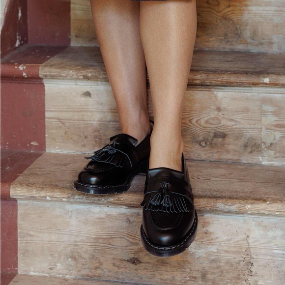 Solovair Hi-Shine Black Tassel Loafers